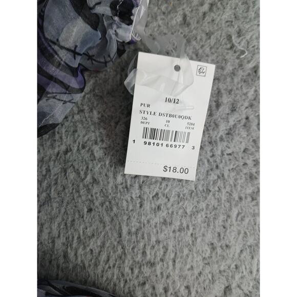 Disney Dress Jack Skellington Girls Large Purple Kids Puff Sleeve Halloween NWT - Picture 3 of 8